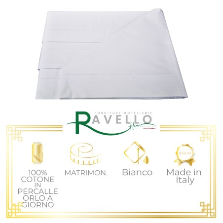 Completo Puro Cotone in Percalle con Orlo a Giorno Ravello Home