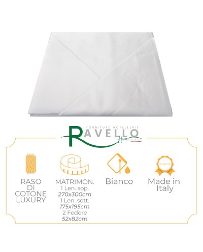Completo Lenzuola in Raso Di Cotone Luxury Ravello Home