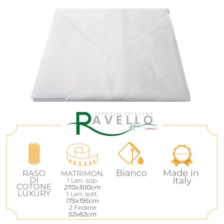 Completo Lenzuola in Raso Di Cotone Luxury Ravello Home