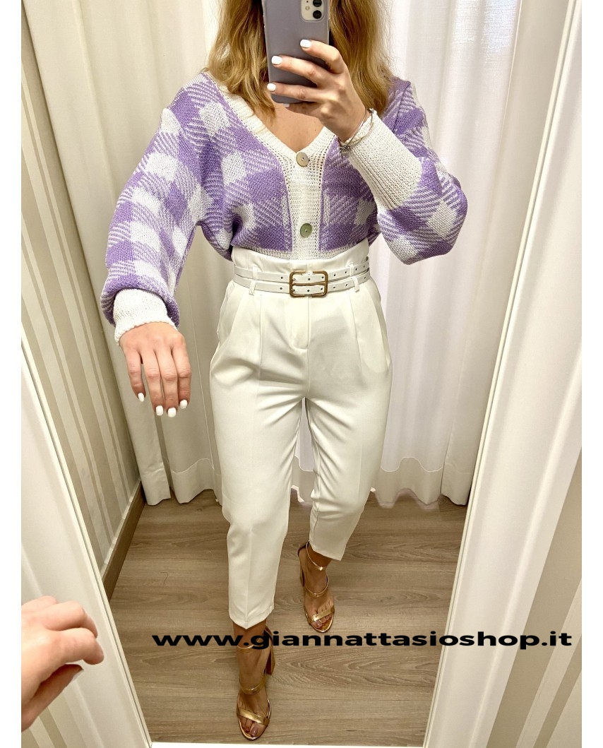 pantalone vita alta doppia cintura