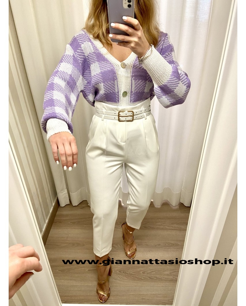 Pantalone vita  alta doppia cintura