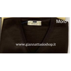 Gilet scollo a V misto lana merinos made in italy