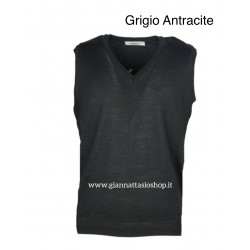 Gilet scollo a V misto lana merinos made in italy