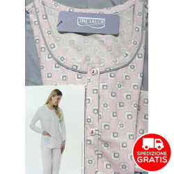 Pigiama aperto avanti 100% cotone Linclalor Donna