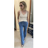 Jeans modello Wide Leg con elastico e cordoncino in vita