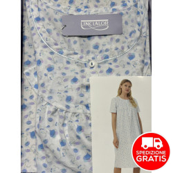 Camicia da notte manica corta in batista di cotone Linclalor donna