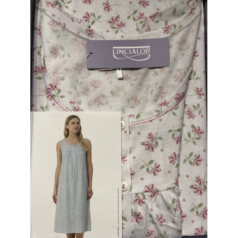 Camicia da notte spalla larga in cotone 100% Linclalor Donna