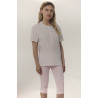 Pigiama manica corta modello serafino con pantalone a pinocchietto in 100% cotone donna Linclalor