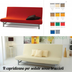 Copridivano per divani senza braccioli elasticizzato antimacchia con elastico Queen - Genius 4D -