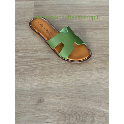 Sandalo a ciabatta basso donna in Vera Pelle Made in Italy