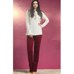 Pigiama serafino manica lunga in 100% cotone caldo Linclalor Donna
