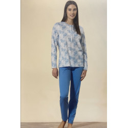 Pigiama serafino manica lunga in 100% cotone caldo Linclalor Donna