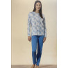 Pigiama serafino manica lunga in 100% cotone caldo Linclalor Donna