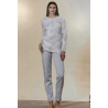 Pigiama serafino manica lunga in 100% cotone caldo Linclalor Donna